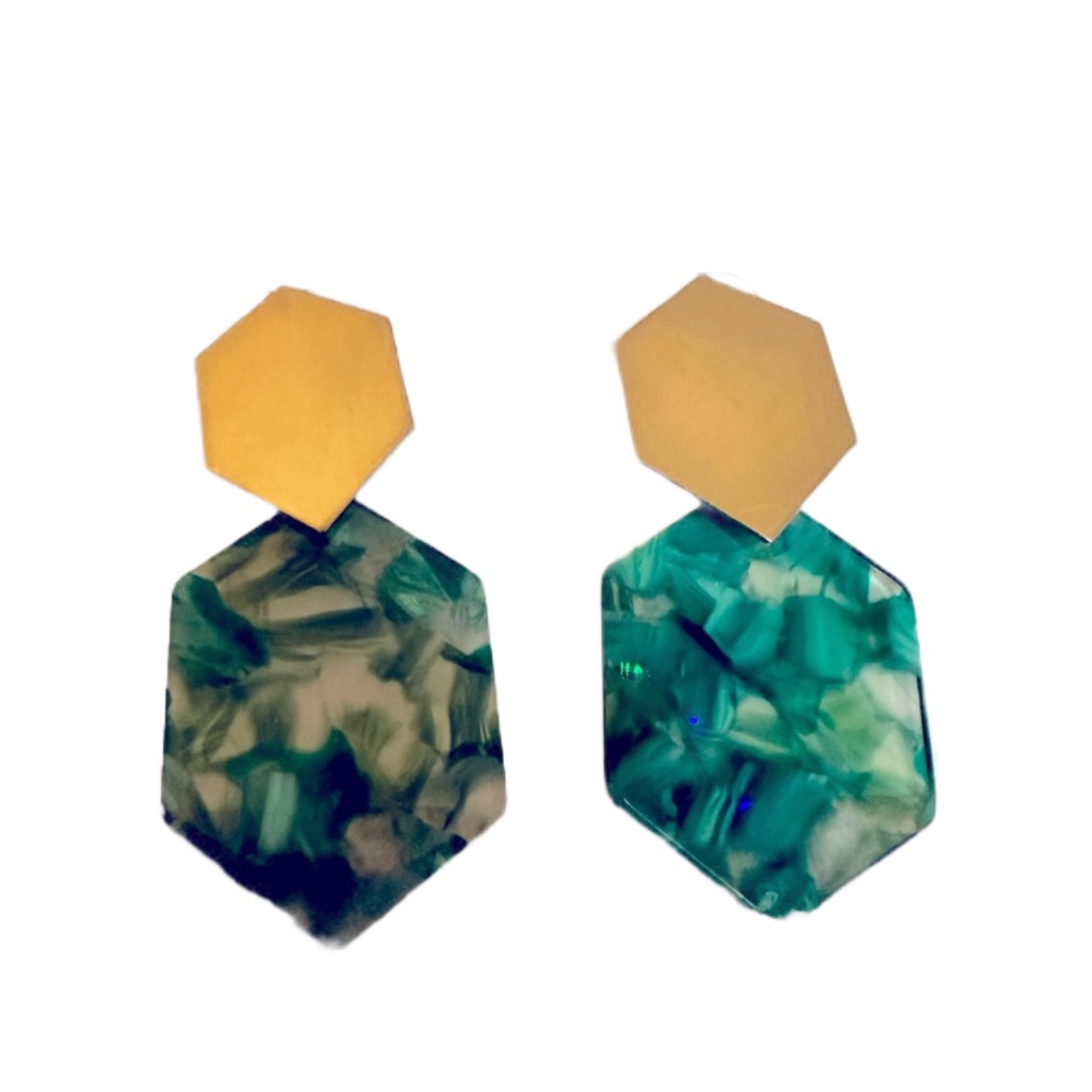 Green Gold Marble Earrings 10$